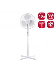 Ventilatore a piantana 40 cm in plastica, 3 velocità. Bianco