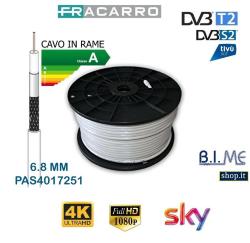 CAVO TV Triplex 6.8mm PVC17 dB CAVO COASSIALE ANTENNA SATELLITARE FRACARRO TV HD 5 MM RAME CLASSE A SKY DVB PREZZO AL MT MIN 10 MT