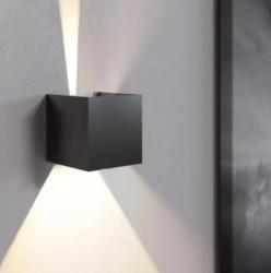 Applique Cubo da parete 16W, Nero, Fascio regolabile, Luce calda, 2000 Lumen, IP54
