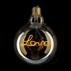 LAMPADA LED AMBRATA CON SCRITTA LOVE 4W ATTACCO E27 DIAMETRO 12.5CM