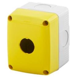 CONTENITORE VUOTO PER PULSANTI, COMANDI E SEGNALATORI - 1 POSTO - DIAMETRO 22mm - COPERCHIO GIALLO - IP66