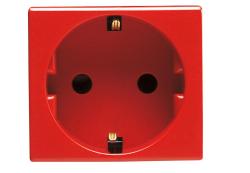 PRESA STANDARD TEDESCO 250V ac - PER LINEE DEDICATE - 2P+T 16A - 2 MODULI - ROSSO - SYSTEM