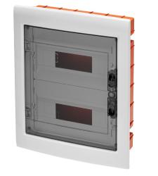 QUADRO DI DISTRIBUZIONE CON PANNELLI FINESTRATI E TELAIO ESTRAIBILE - PORTA TRASPARENTE FUMÉ - (12X2) 24 MODULI IP40