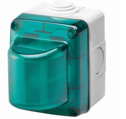 SPIA DI SEGNALAZIONE - 15W - 230V - DIFFUSORE VERDE - IP55 - GRIGIO RAL 7035