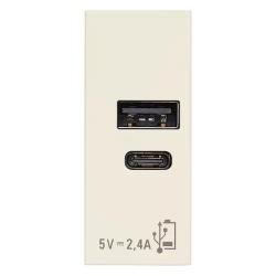 ALIMENTATORE USB A+C 5V 2,4A BIANCO